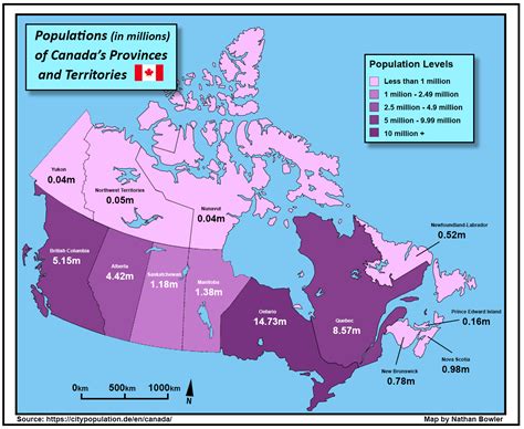 Population of Canada’s provinces/territories. by... - Maps on the Web