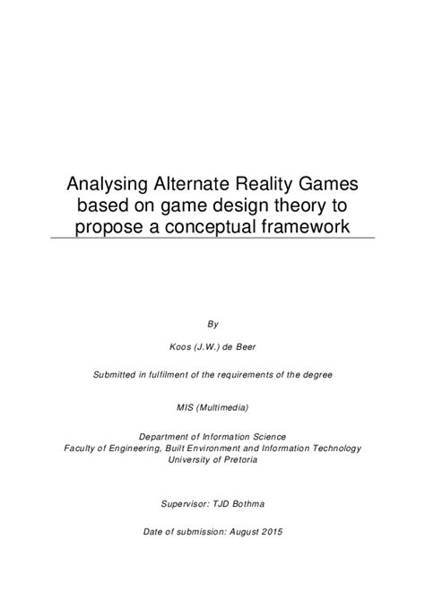 (PDF) Analysing Alternate Reality Games based on game design theory to propose a conceptual ...