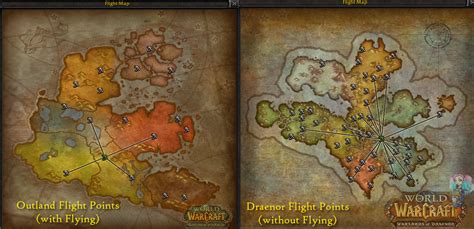 Amount of Flight Points in Outlands vs Draenor (w/ Flying & without) - Alliance : wow