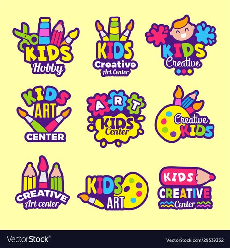 Creativity kids logo craft emblems or badges Vector Image