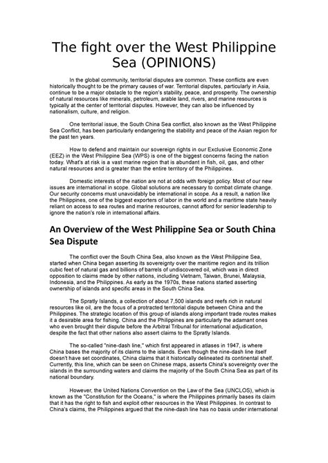 The fight over the West Philippine Sea - The fight over the West Philippine Sea (OPINIONS) In ...