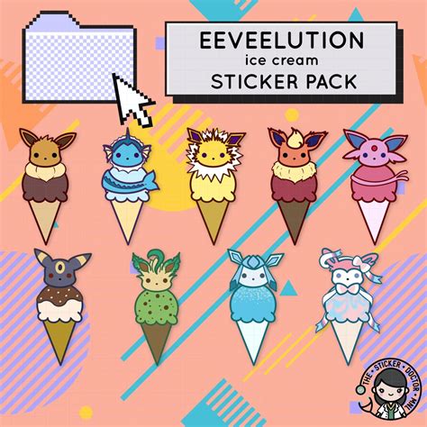 Eeveelution Ice Cream | Pokemon Stickers | Pokemon | Diecut Stickers ...