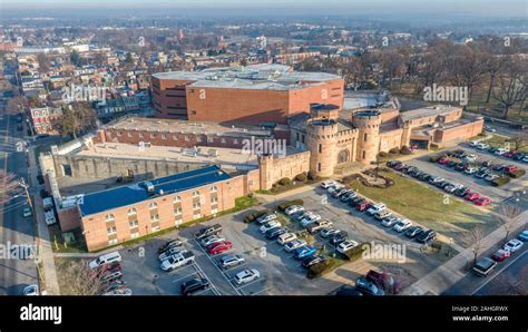 Lancaster County Prison, aerial view of historic jail in Pennsylvania ...