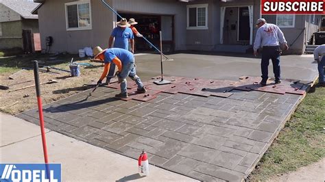 Complete Process from Removal to Stamped Ashlar Concrete Driveway - YouTube