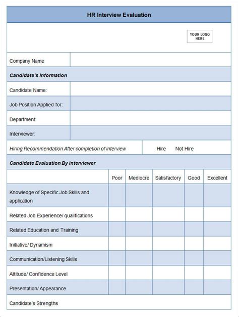 17+ FREE Sample HR Evaluation Forms & Examples - Word, PDF, PSD