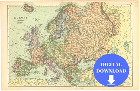 Old Map of Europe Old Europe Map Map of Europe Printable - Etsy Canada