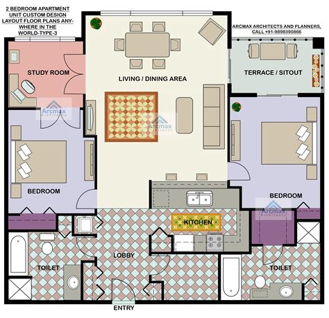 2 BEDROOM APARTMENT UNIT CUSTOM DESIGN LAYOUT FLOOR PLANS ANYWHERE IN ...