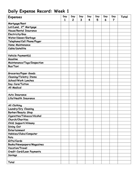 List Down Your Weekly Expenses With This Free Printable Weekly | Daily ...