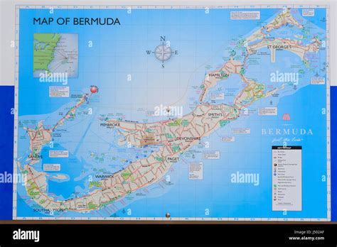 Map of Bermuda, Royal Naval Dockyard, Sandys Parish, Bermuda Stock Photo - Alamy