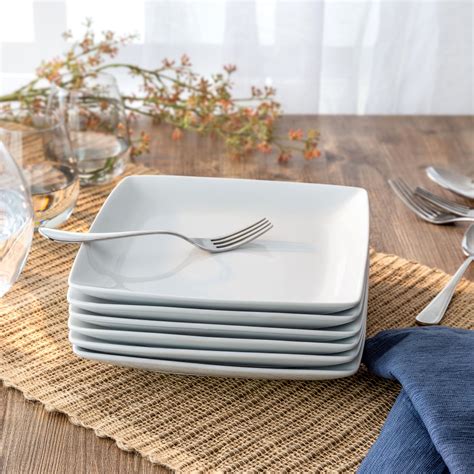 Better Homes & Gardens Loden Coupe Square Salad Plates, Set of 12, White - Walmart.com