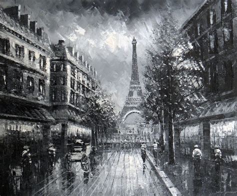 black and white paintings of paris rain | Paris Eiffel Tower 1800's Black &… | Menara eiffel ...