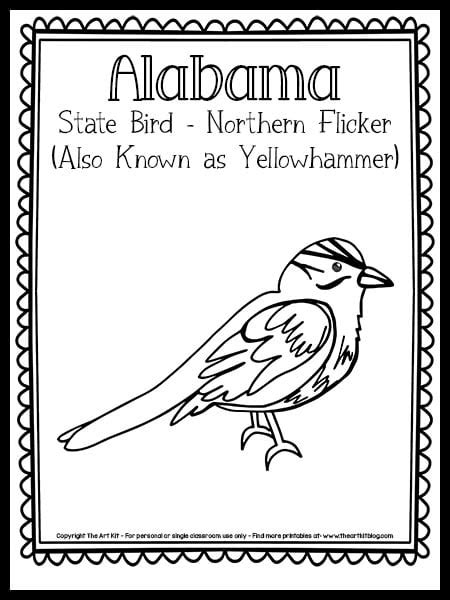 Alabama State Bird (Yellowhammer) Coloring Page {FREE Printable!} - The ...