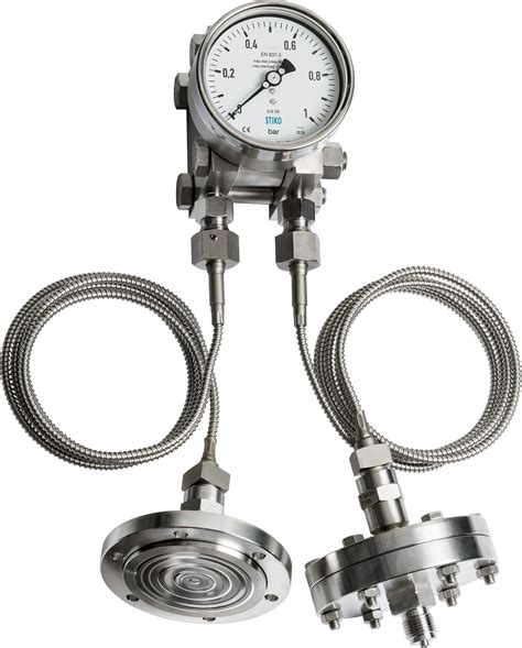 double diaphragm differential pressure gauge with capillary and seals • Stiko