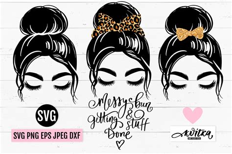 Messy Bun Hair SVG, Messy Bun Bundle Afbeelding door yana26789 ...