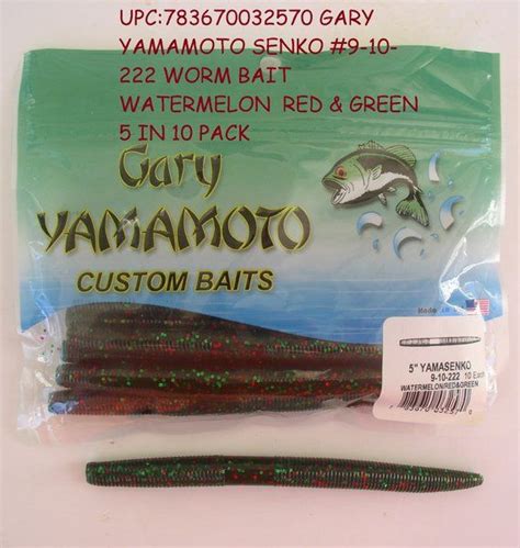 GARY YAMAMOTO SENKO #9-10-222 WORM BAIT WATERMELON / RED & GREEN 5 IN ...