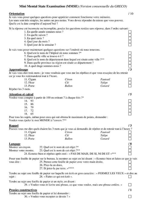 MMSE (Mini Mental State Examination)