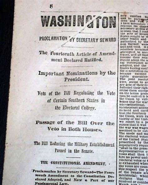 Ratification of the 14th Amendment... - RareNewspapers.com