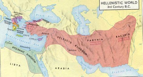 Mapa que muestra la extensión del Imperio de Alejandro y su posterior división en Reinos ...