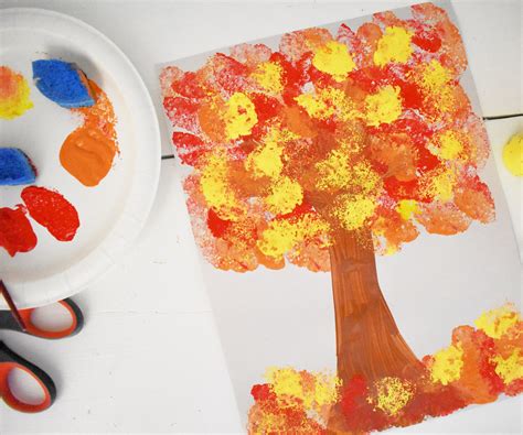 Fall Sponge Painting - Easy Sensory Activity for Toddlers! - High Chair Chronicles