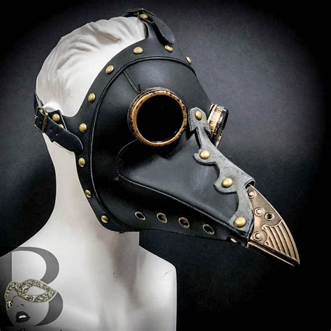 Gold genuine leather plague doctor mask bird - campestre.al.gov.br