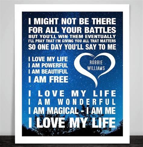 Robbie Williams Love My Life Music Song Lyrics Textured - Etsy