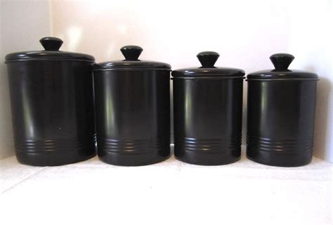 Classic Black Canister Set Traditional OGGI Metal Storage Tins Modern Cookie Jar | Jars for sale ...