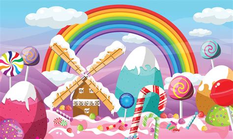 Christmas candy land landscape design with rainbow 3539155 Vector Art ...