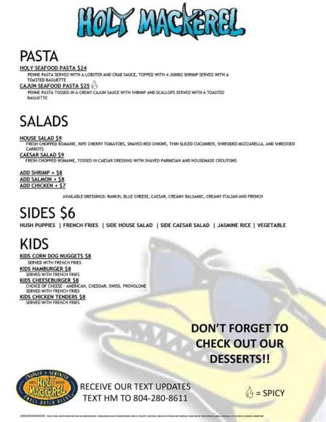 Holy Mackerel VA menu in Hopewell, Virginia, USA