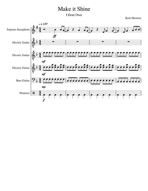 Make It Shine (Victorious) Sheet music for Guitar, Bass guitar, Drum ...