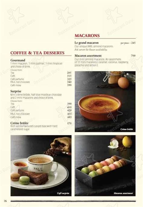 Menu at Paul Boulangerie et Patisserie cafe, Taguig, G/F Bench Tower