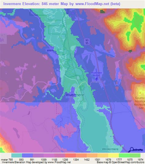 Elevation of Invermere,Canada Elevation Map, Topography, Contour