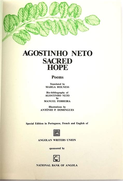 Sacred Hope / Poems by Agostinho Neto illustrated by Antonio P. Domingues Soft Cover w/ Dust ...