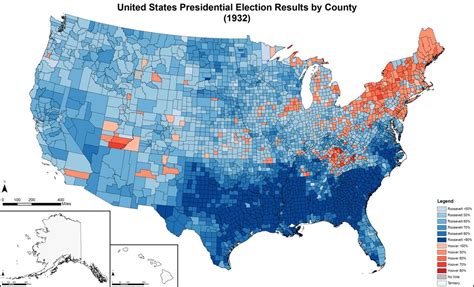 The 1932 Presidential election FDR 472 to Hoover’s 59 : r/MapPorn