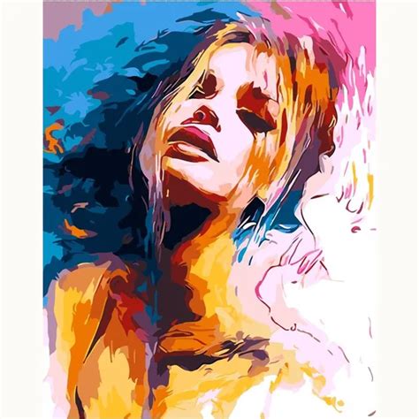 Frameless Modern Woman Painting Picture By Numbers DIY Abstract Oil ...