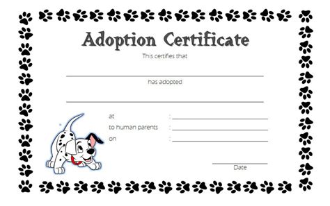 Puppy Dog Adoption Certificate Template Free 2 In 2020 intended for Pet Adoption Certifi ...