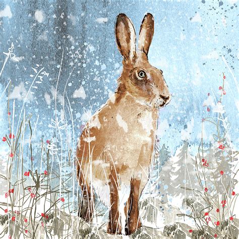 Winter Hare Painting by Clare Davis London - Fine Art America