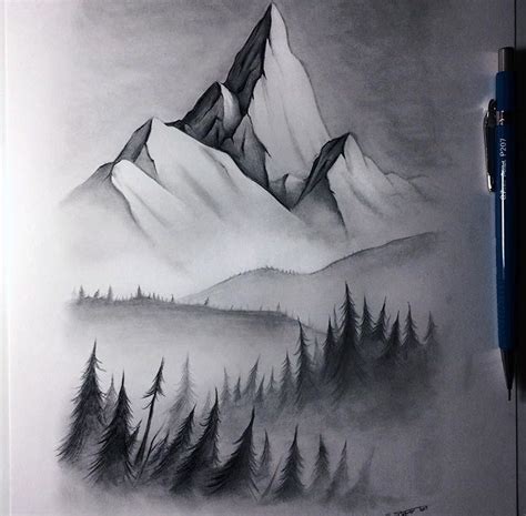 Mountain Scenery Pencil Drawings