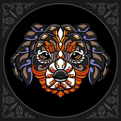 Colorful dog head zen tangle arts isolated on black background 11498351 Vector Art at Vecteezy