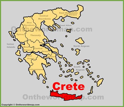 Crete location on the Greece map - Ontheworldmap.com