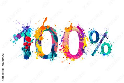 100 (one hundred) percent. Splash paint watercolor Stock Vector | Adobe ...