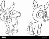 Easy coloring Page Of Donkey  Icon Sheet vector Vector Design sketch template