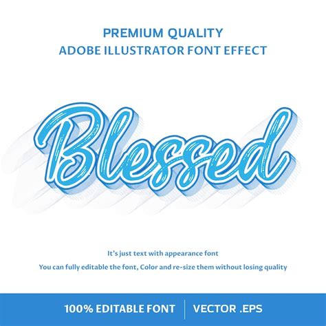 Premium Vector | Blessed - editable font effect