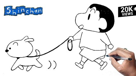 How To Draw Shinchan And Shiro Drawing | Shiro Shinchan Drawing ...