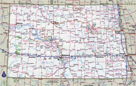 Large detailed roads and highways map of North Dakota state with all ...