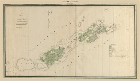 Elizabeth Islands - Naushon and Pasque Islands, Massachusetts 1837 Old Town Map Reprint - Roads ...