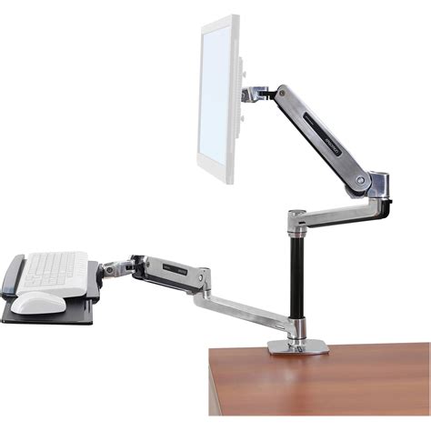 Ergotron WorkFit-LX Desk Mount for Flat Panel Display, Keyboard, Mouse - Polished Aluminum ...