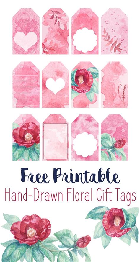 Free printable watercolor flower gift tags! Hand-drawn art turned into ...