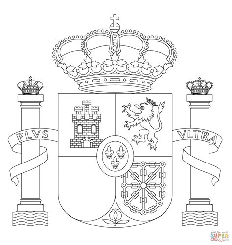 Spain Flag Emblem Coloring Page | Thousand of the Best printable coloring pages for kids!