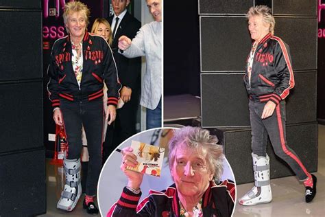 Rod Stewart wore a foot brace to the launch of new his album Blood Red ...