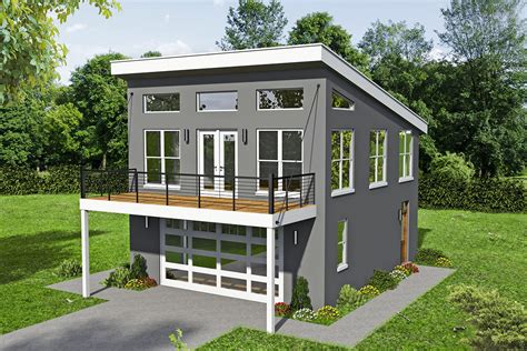 Modern Carriage House Plan with Sun Deck - 68605VR | Architectural ...